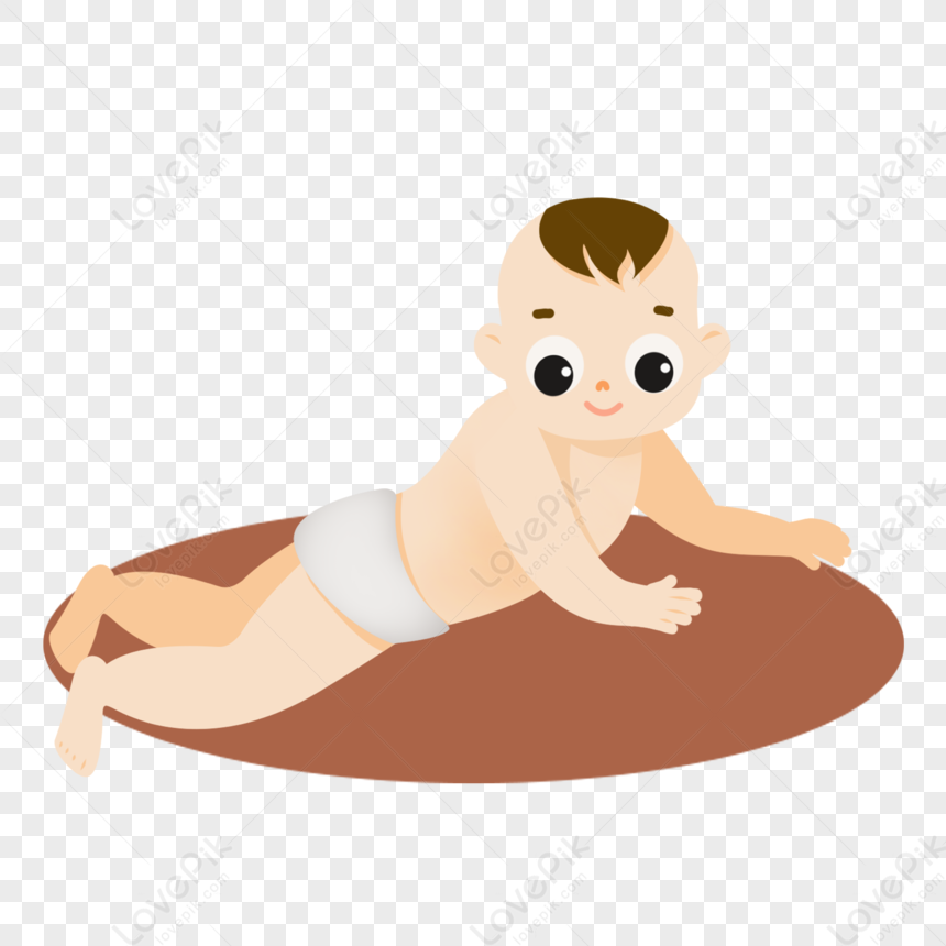 Cartoon Baby Kneeling On Brown Blanket Free PNG And Clipart Image For Free  Download - Lovepik | 401551409