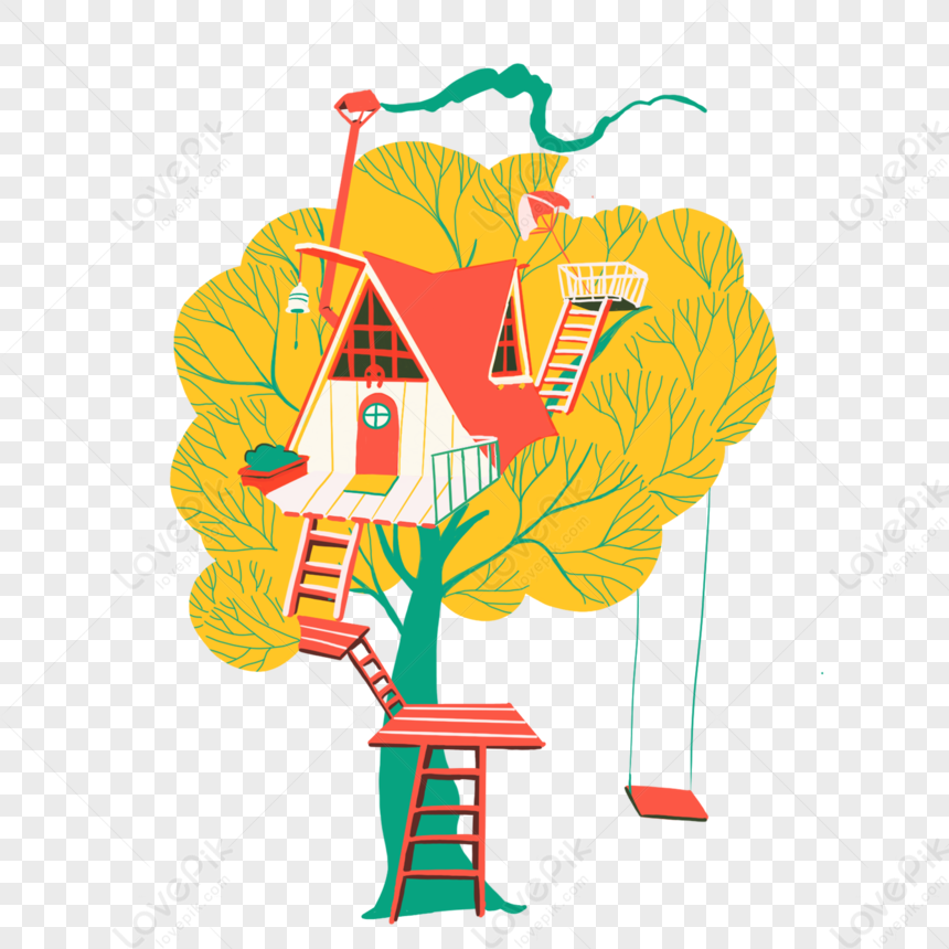 Hãy cùng chiêm ngưỡng bức tranh vẽ nhà trên cây đầy mơ mộng và lãng mạn này, nơi chúng ta có thể tưởng tượng tới những giấc mơ về một cuộc sống đầy tự do và thư thái trên đỉnh cây xanh mát.