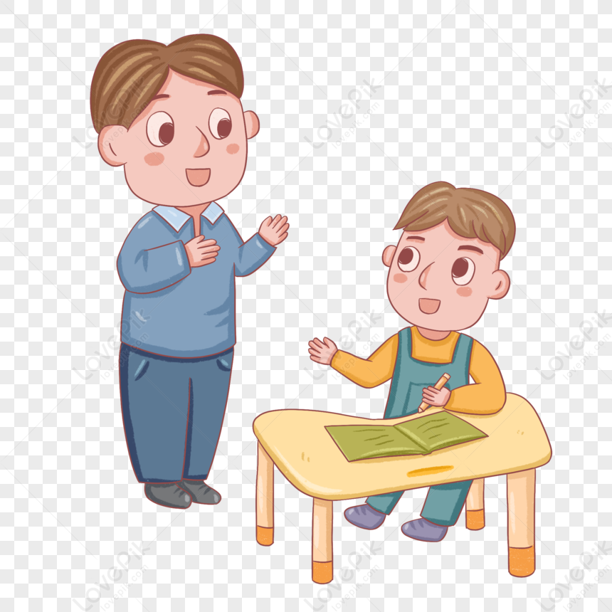 Dad Coaching His Sons Homework PNG Image And Clipart Image For Free ...