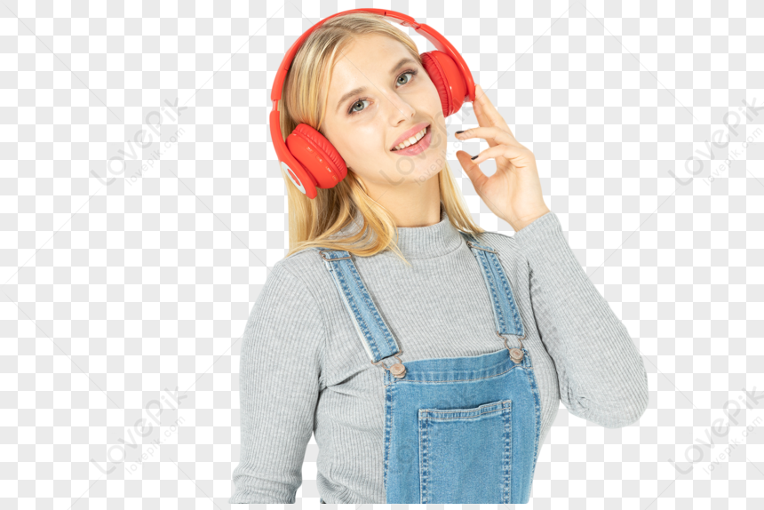 Foreign Beauty Wearing Headphones PNG Free Download And Clipart Image ...