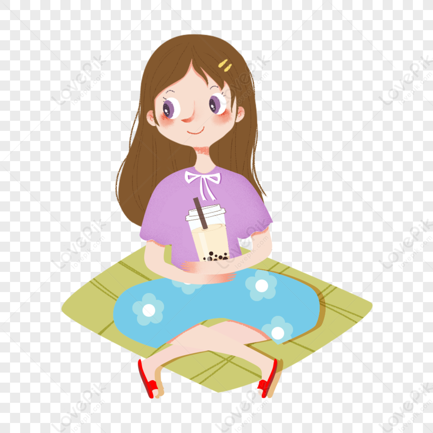 Girl Drinking Milk Tea, Tea Girl, Leisure Time, Tea PNG Picture And ...