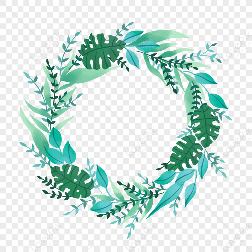 Green Plant Wreath Border, Wreath Border, Shading, Green Wreath PNG ...