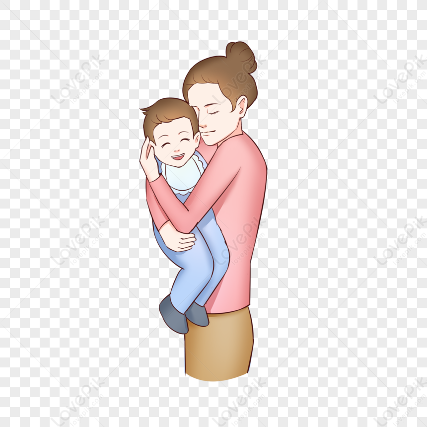 Hand Drawn Mother And Baby Illustration Free PNG And Clipart Image For ...