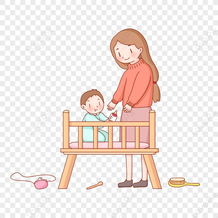 Mother With Baby In Crib PNG Image Free Download And Clipart Image For Free  Download - Lovepik | 401545261