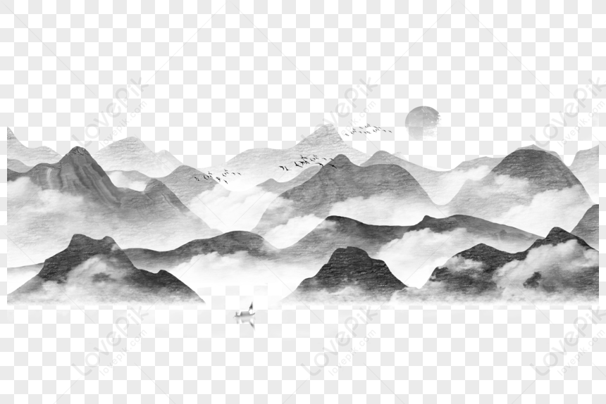 Asian Ink Landscape Painting PNG White Transparent And Clipart Image ...