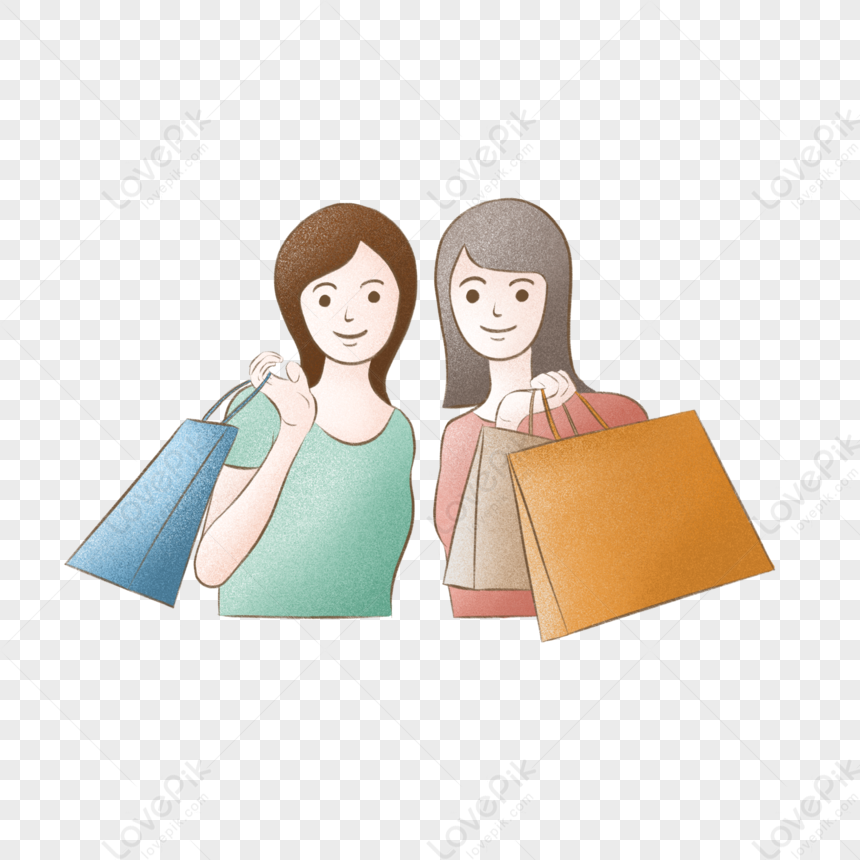 Woman is Holding Shopping Bags clipart. Free download transparent .PNG