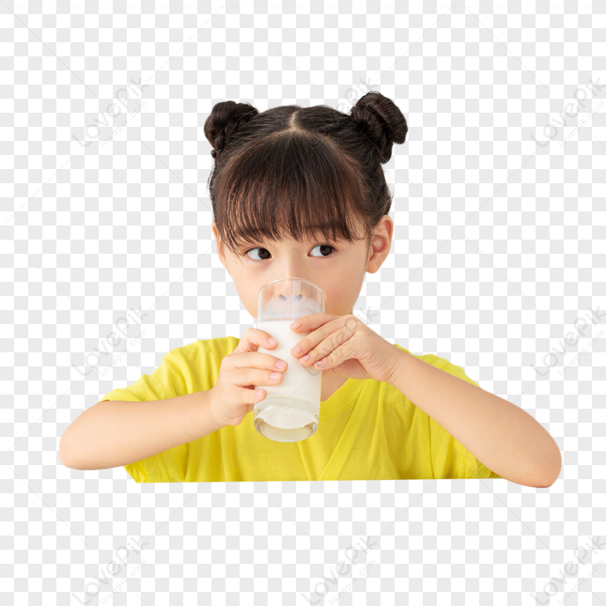 Girl Is Very Happy Drinking Milk, Foreign Girls, Material, Free Element ...