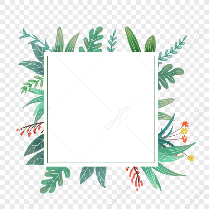 Plant Border Ornaments, Green Plant Border, Ornament, Plant PNG Image ...