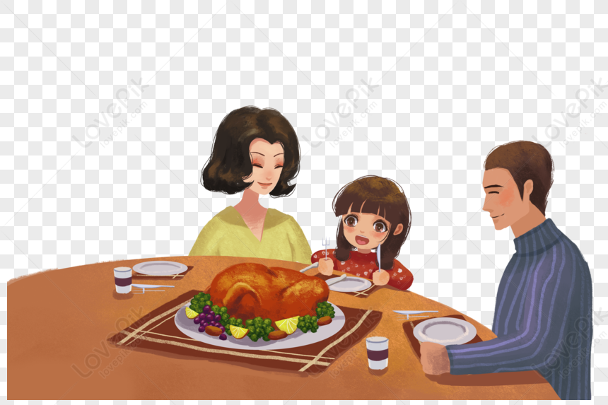 Family At A Thanksgiving Dinner Free PNG And Clipart Image For Free ...