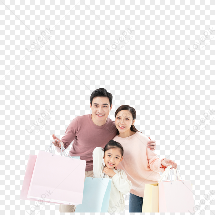 Happy Family Of Three Shopping PNG Transparent Background And Clipart Image  For Free Download - Lovepik | 401667680