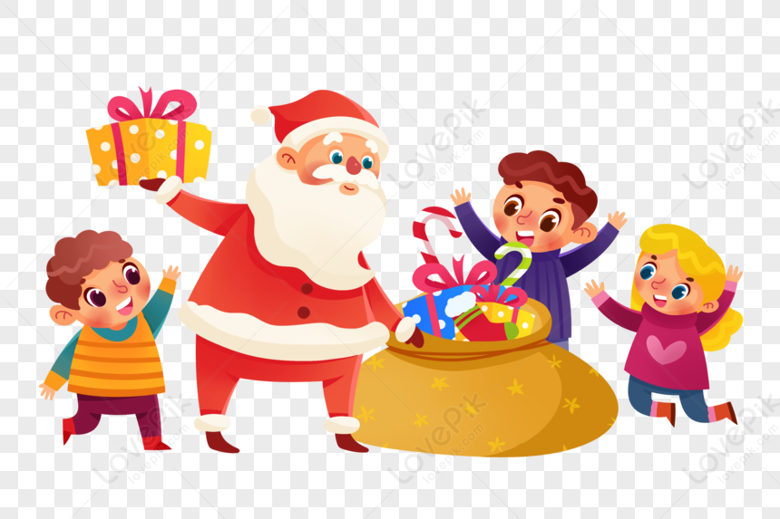 Santa Claus Giving A Child A Gift, Santa Gift, Santa Claus, Child PNG ...
