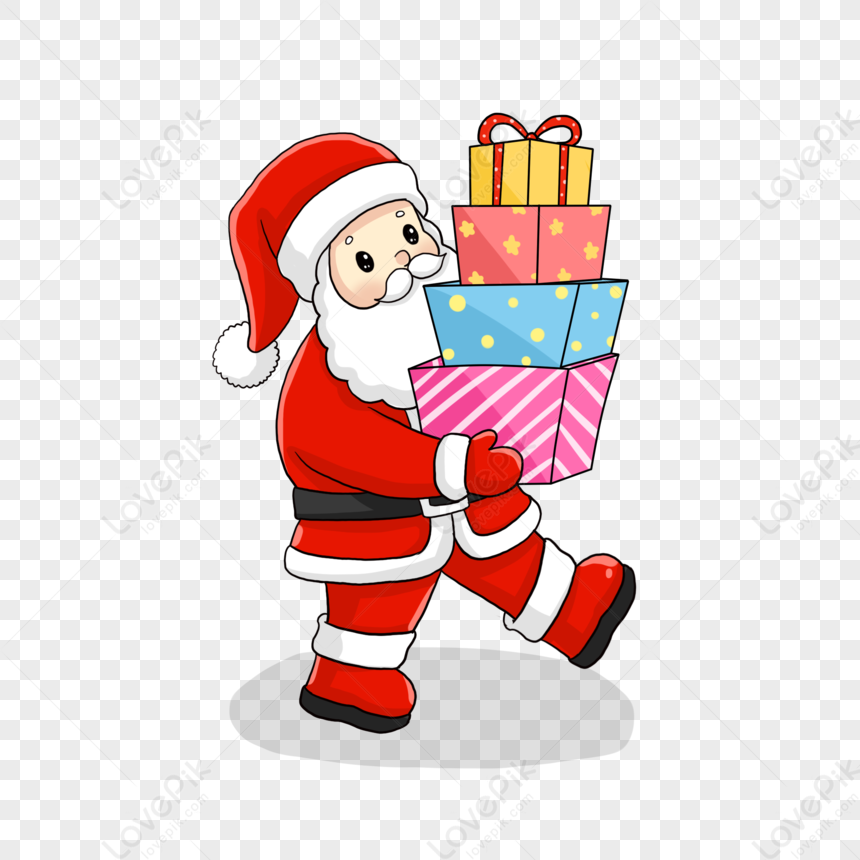 Santa Giving A Present, Santa Presents, Give, Santa Claus PNG White ...