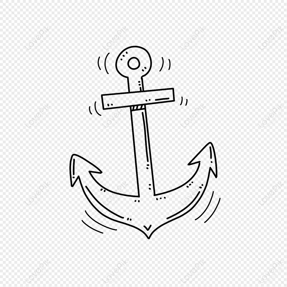 Anchor Stick Figure, Black And White, Anchor, Line PNG Transparent