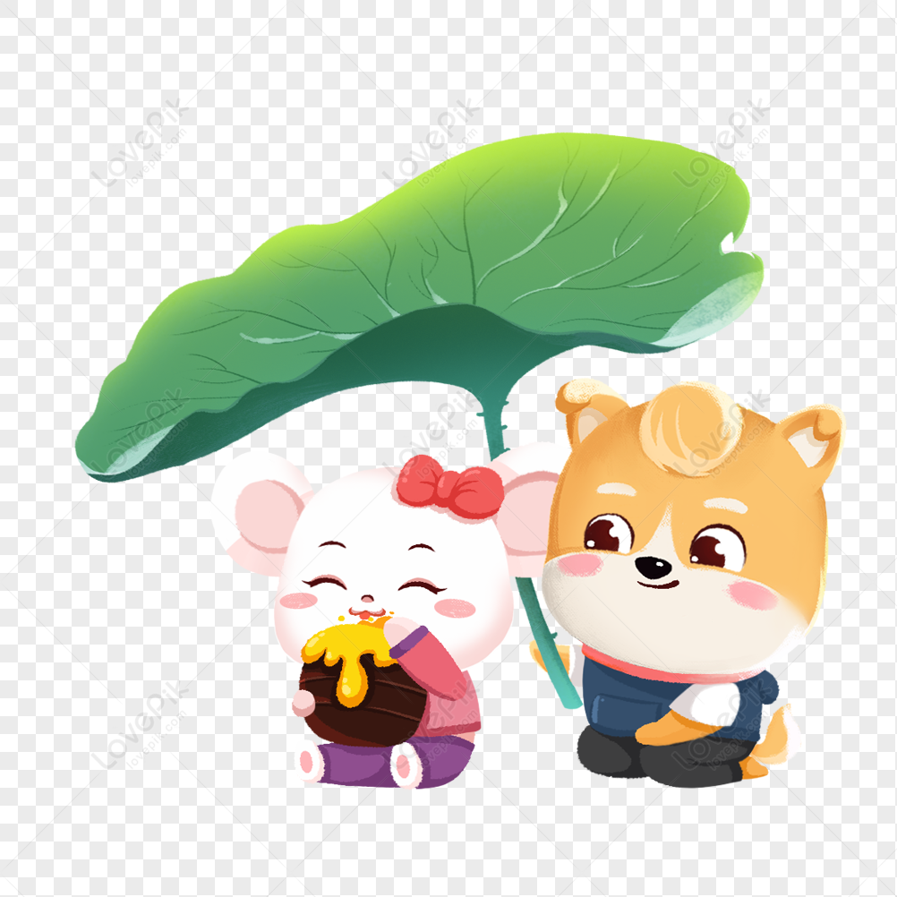 Animals Using Lotus Leaf To Block Rain PNG Hd Transparent Image And Clipart  Image For Free Download - Lovepik | 401722494
