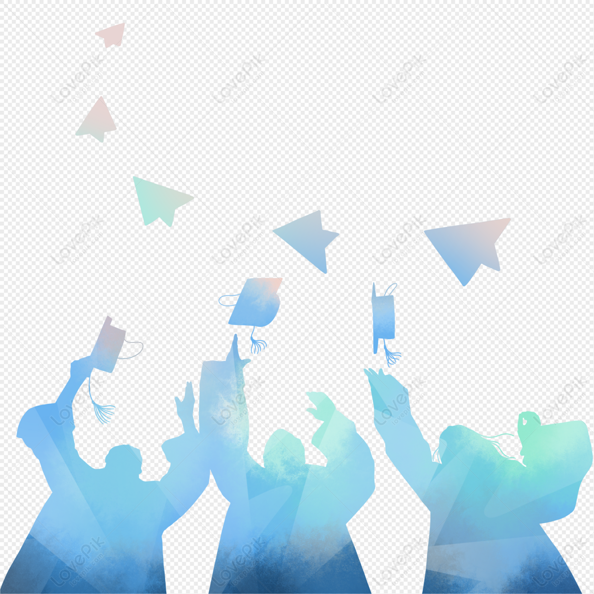 Blue Gradient Graduation Silhouette PNG Image Free Download And Clipart  Image For Free Download - Lovepik | 401751781