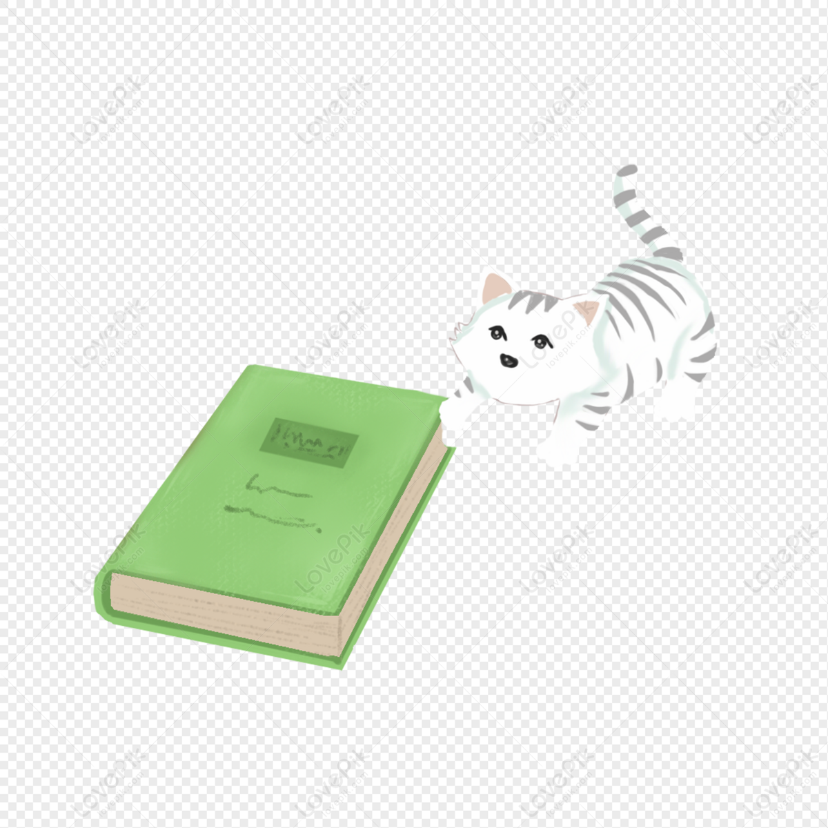 cat reading a book clipart