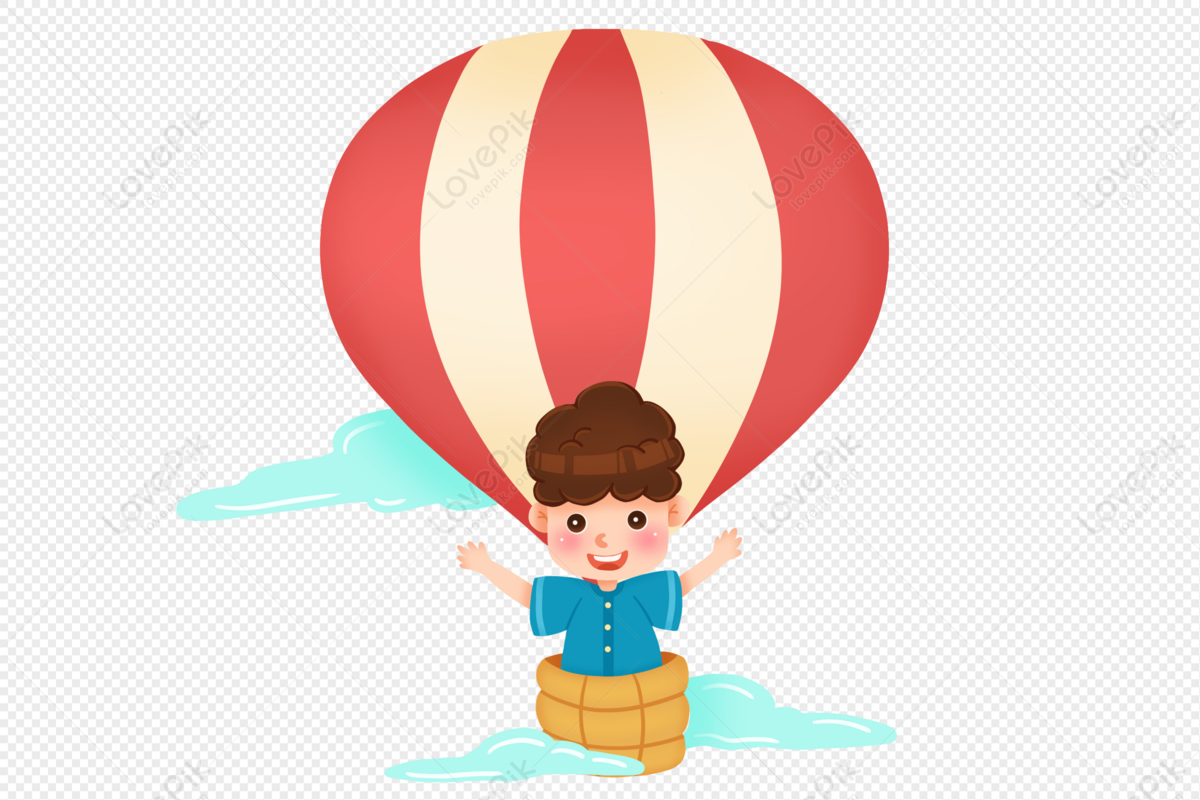 Free: Cartoon Hot air balloon Illustration - Children on a hot air balloon  