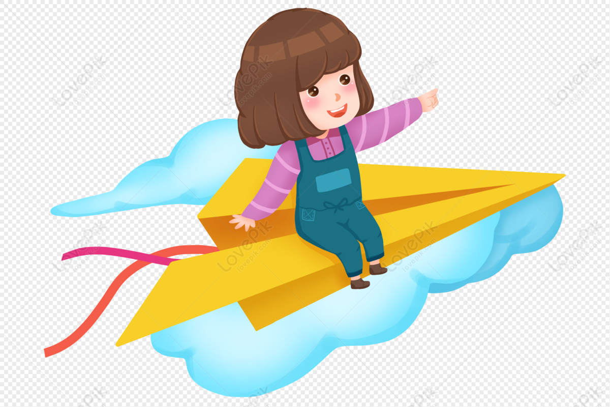 小女孩纸飞机素材-小女孩纸飞机图片素材下载-觅知网
