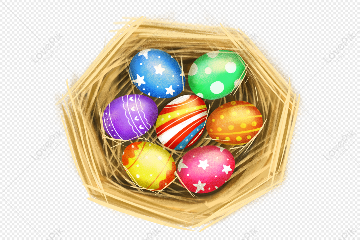 Premium PSD  Easter egg bunch of colorful eggs on transparent background  png clipart