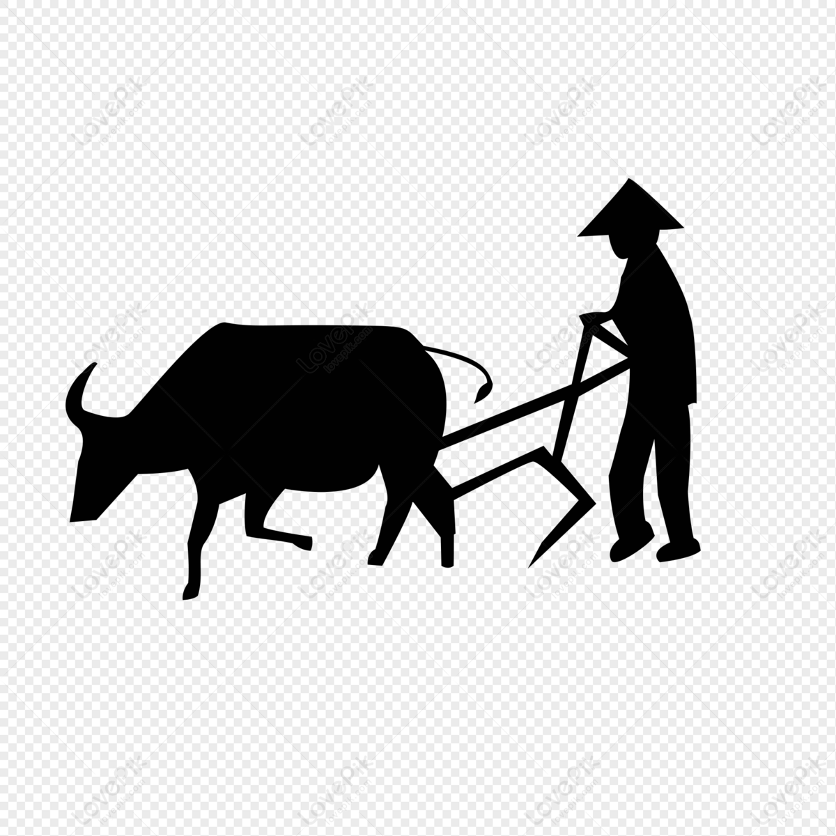 Farming Silhouette, Ox Cart, Farming Silhouette, Tillage PNG Picture ...