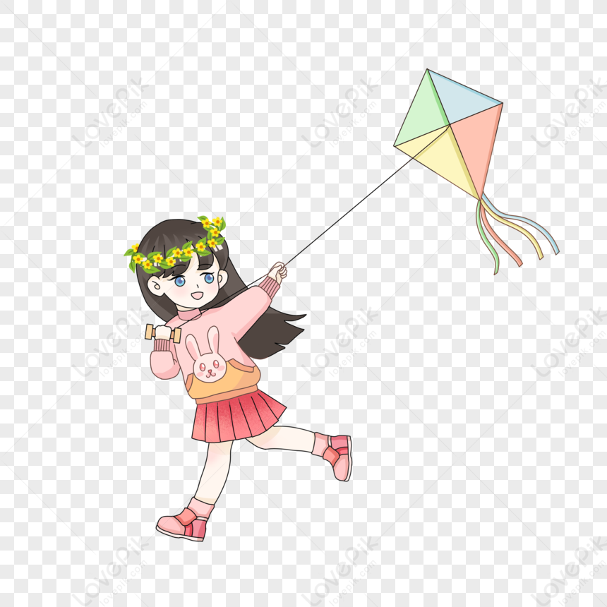 Girl Flying A Kite PNG Transparent Background And Clipart Image For Free  Download - Lovepik | 401686430