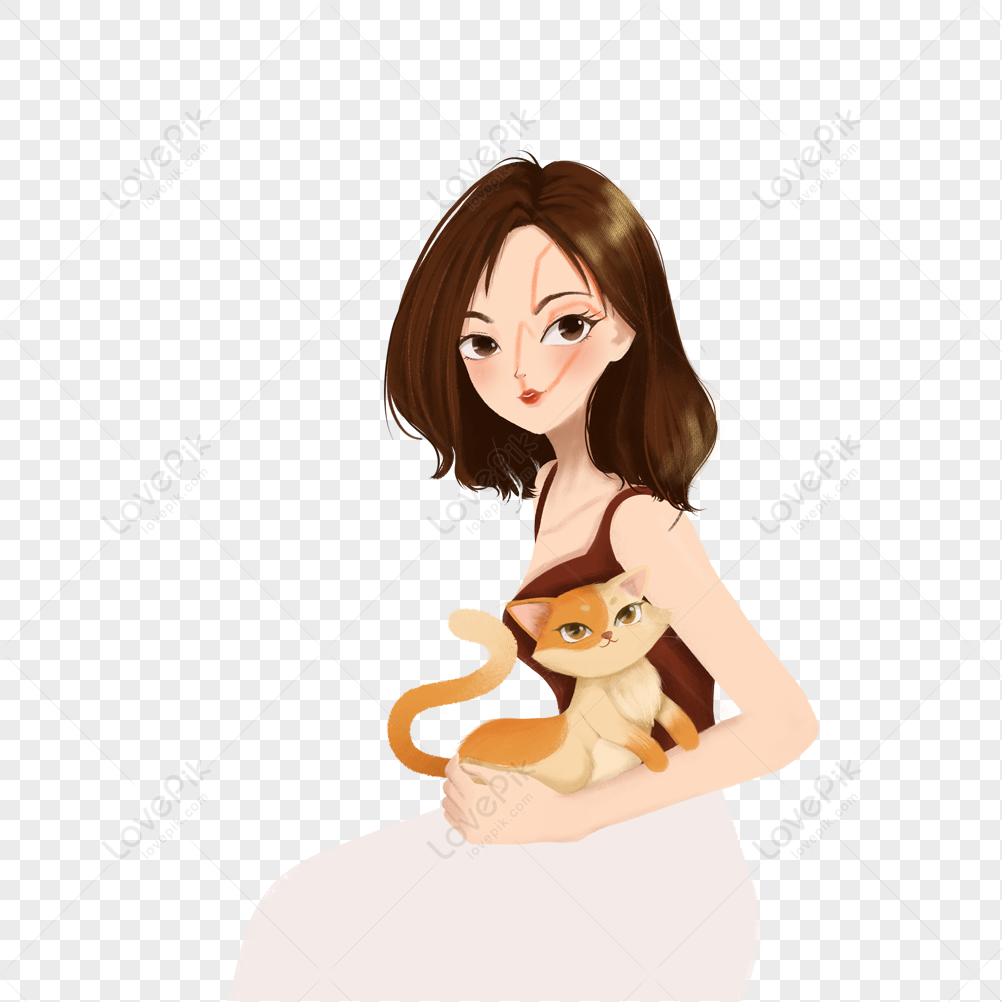 Girl Holding A Cat PNG Picture And Clipart Image For Free Download Lovepik