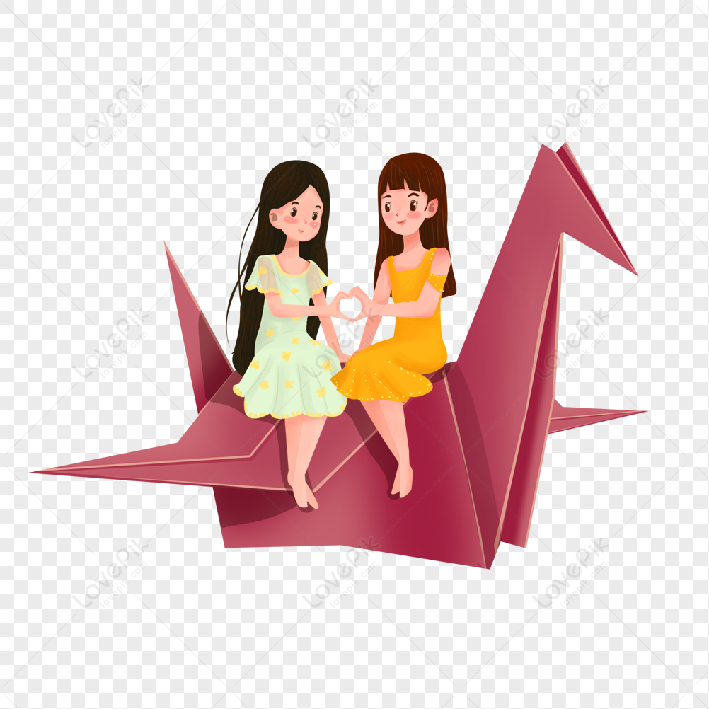 Girl Sitting On A Thousand Paper Cranes PNG Image Free Download And Clipart  Image For Free Download - Lovepik | 401756221
