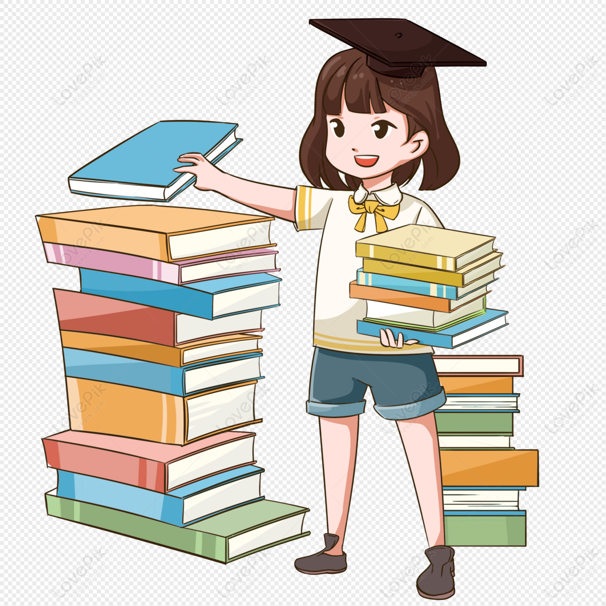 Girls Sorting Books PNG Images With Transparent Background | Free ...