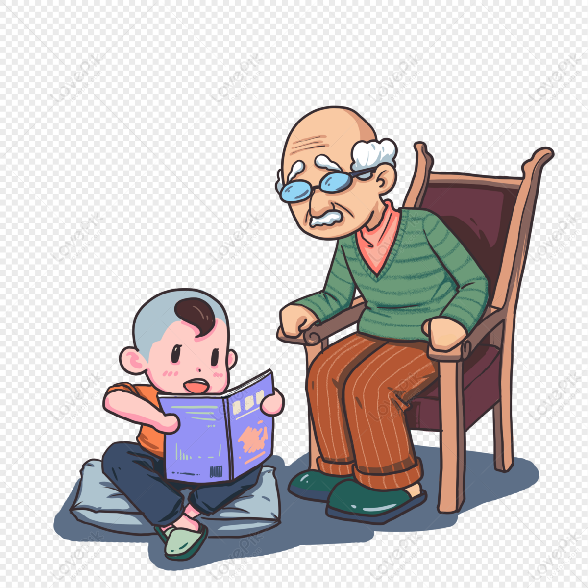 Grandpa Accompanied His Grandson To Study PNG Image And Clipart Image For  Free Download - Lovepik | 401718158