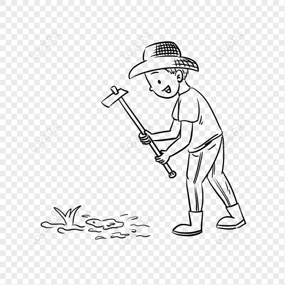 Image of Sketch Of Farmer Working With A Cow In A Agricultural Field And  Village Or Rural Environment Outline Editable Illustration-KM336011-Picxy