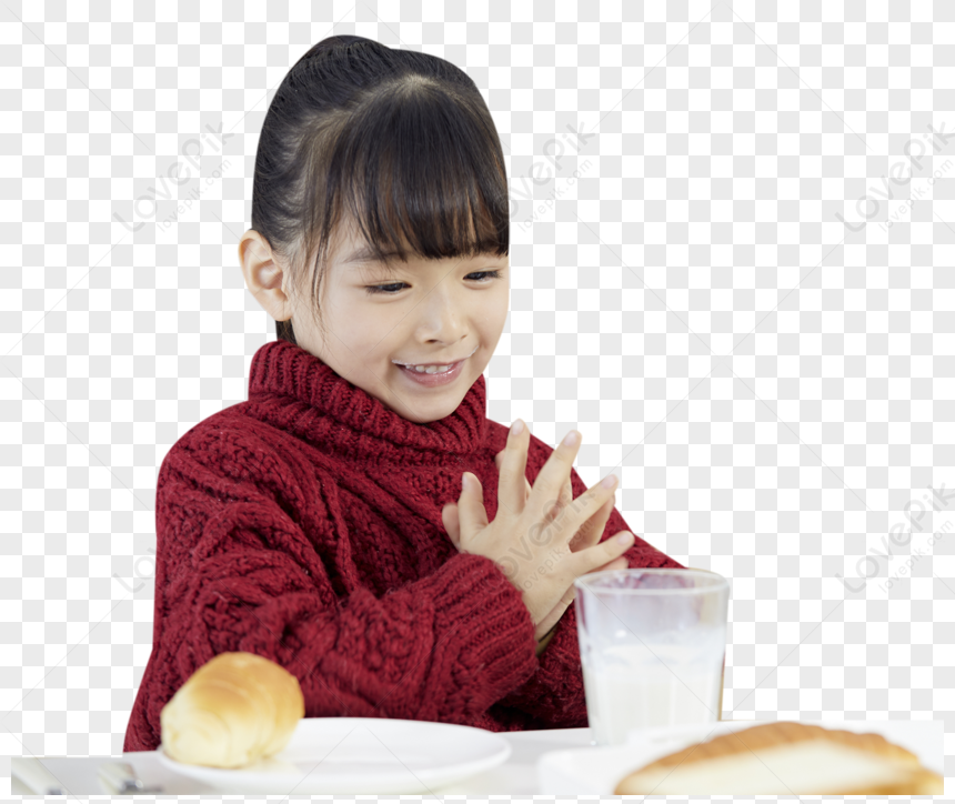 Little Girl Eating Breakfast, Chinese, Happy, Characters PNG ...