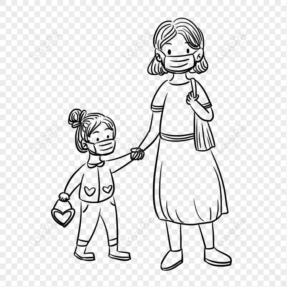 Mother and daughter drawing painting in album Vector Image-saigonsouth.com.vn