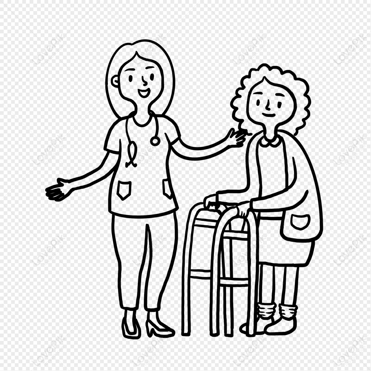 File:A line drawing of a doctor asking a patient to wait a moment by  holding up a finger.jpg - Wikimedia Commons