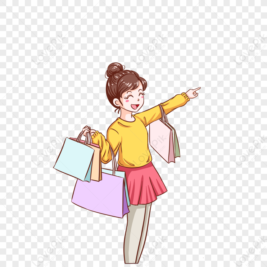 Shopping Girl Stock Vector (Royalty Free) 573765958 | Shutterstock