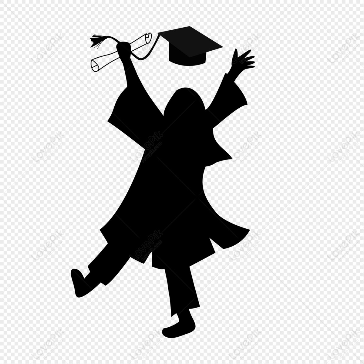 Silhouette Of Graduation Girl Throwing Hat, Graduation Silhouette, Hat ...