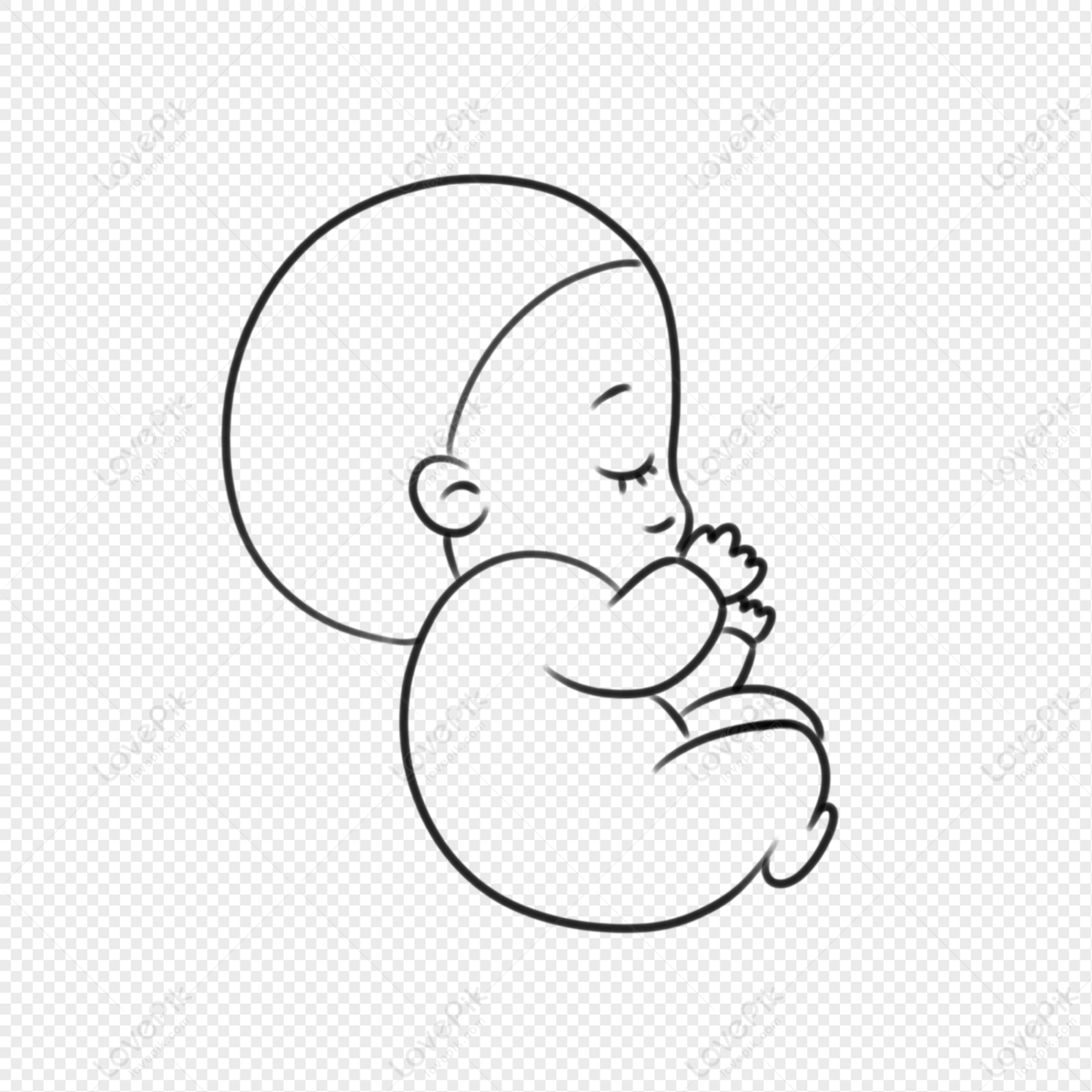 baby sleeping clipart black and white