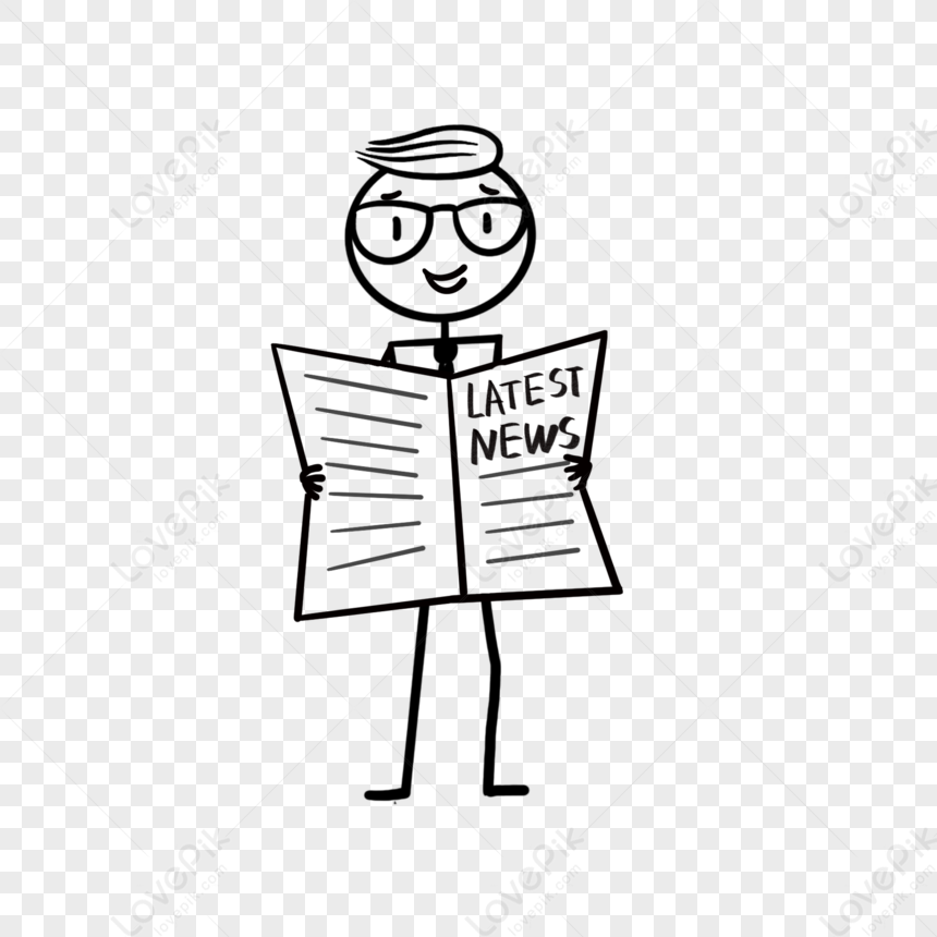 He not read the newspaper. Paper Stick PNG.