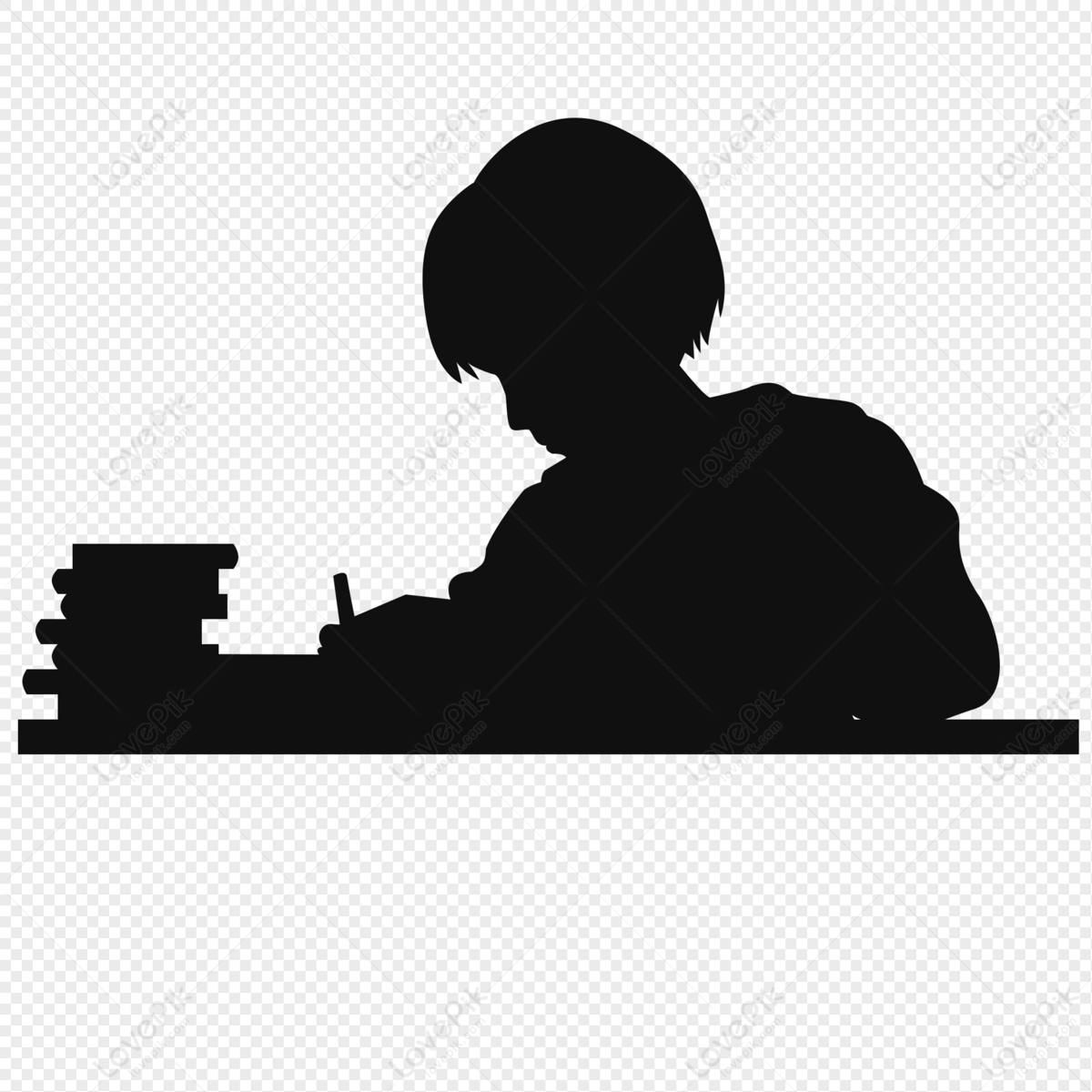 Student silhouette in review, student, preparing for exams, silhouette png hd transparent image