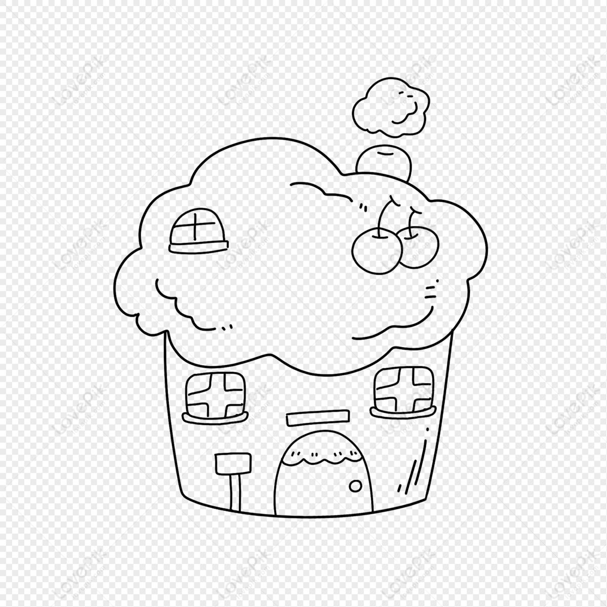 thatched house clipart black&white