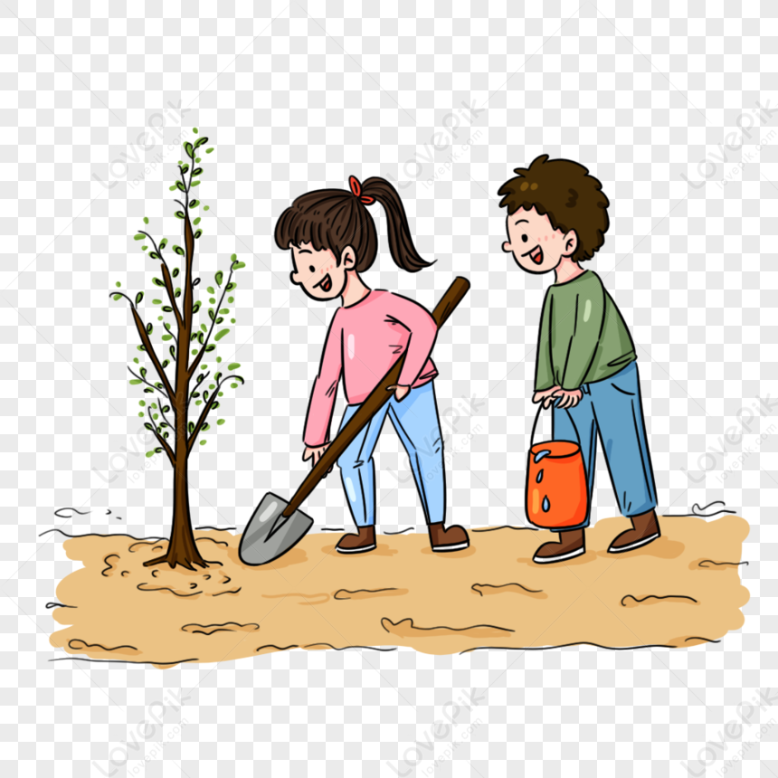 Tree Planting Scene PNG Image And Clipart Image For Free Download ...