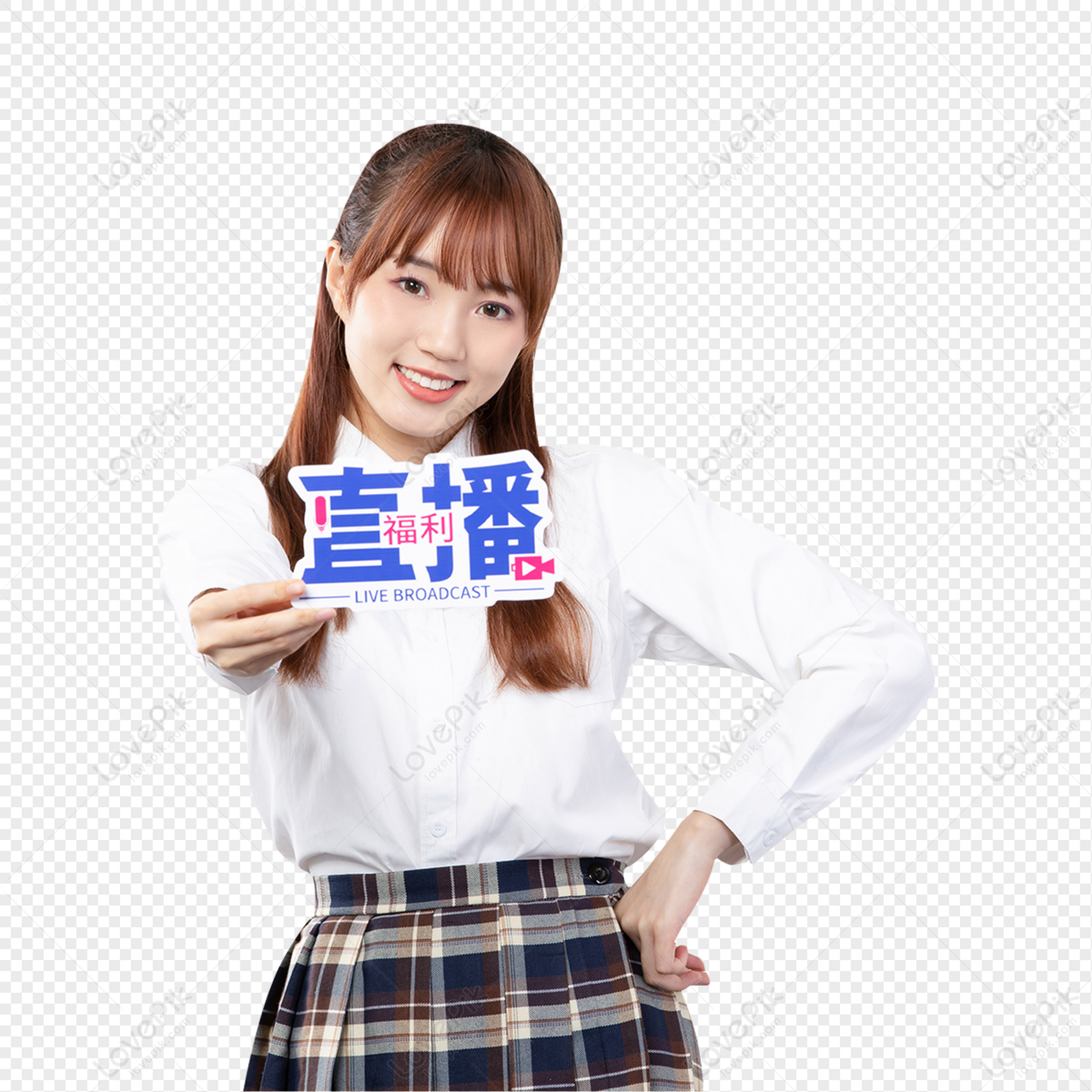 female-college-student-holding-a-support-card-png-transparent-and