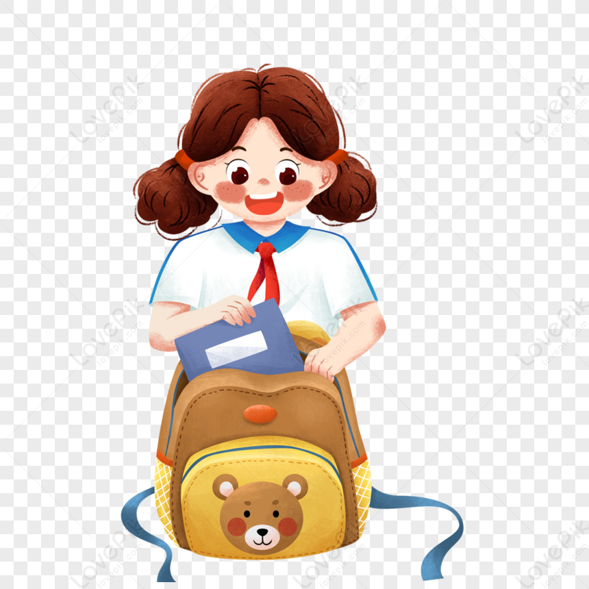 Girl Packing School Bag To School PNG Hd Transparent Image And Clipart  Image For Free Download - Lovepik | 401781634