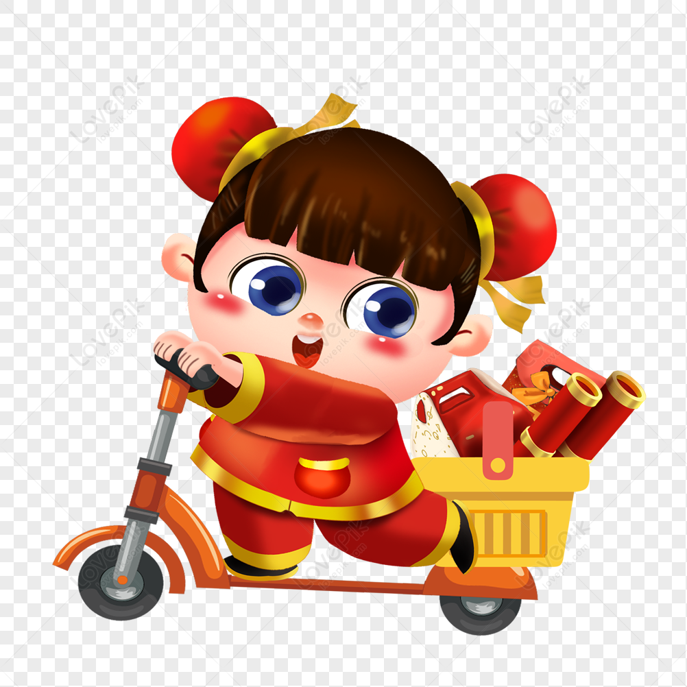 Girl Riding A Bike To Buy New Year Goods PNG Transparent Background And  Clipart Image For Free Download - Lovepik | 401807740