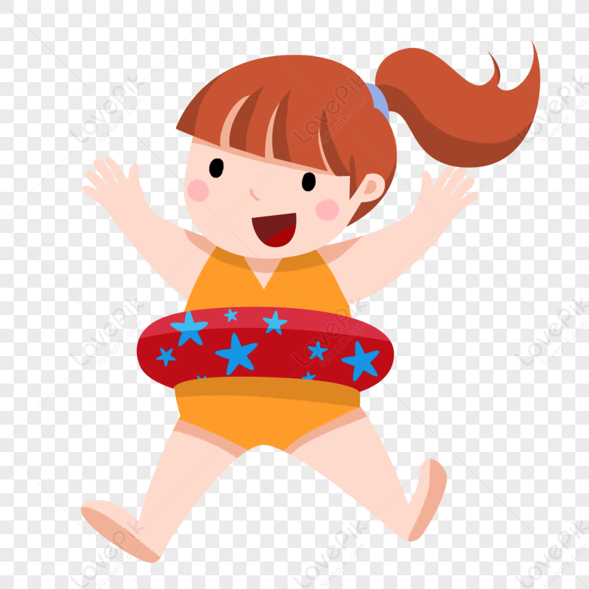 Girl With A Swimming Ring PNG Transparent And Clipart Image For Free ...