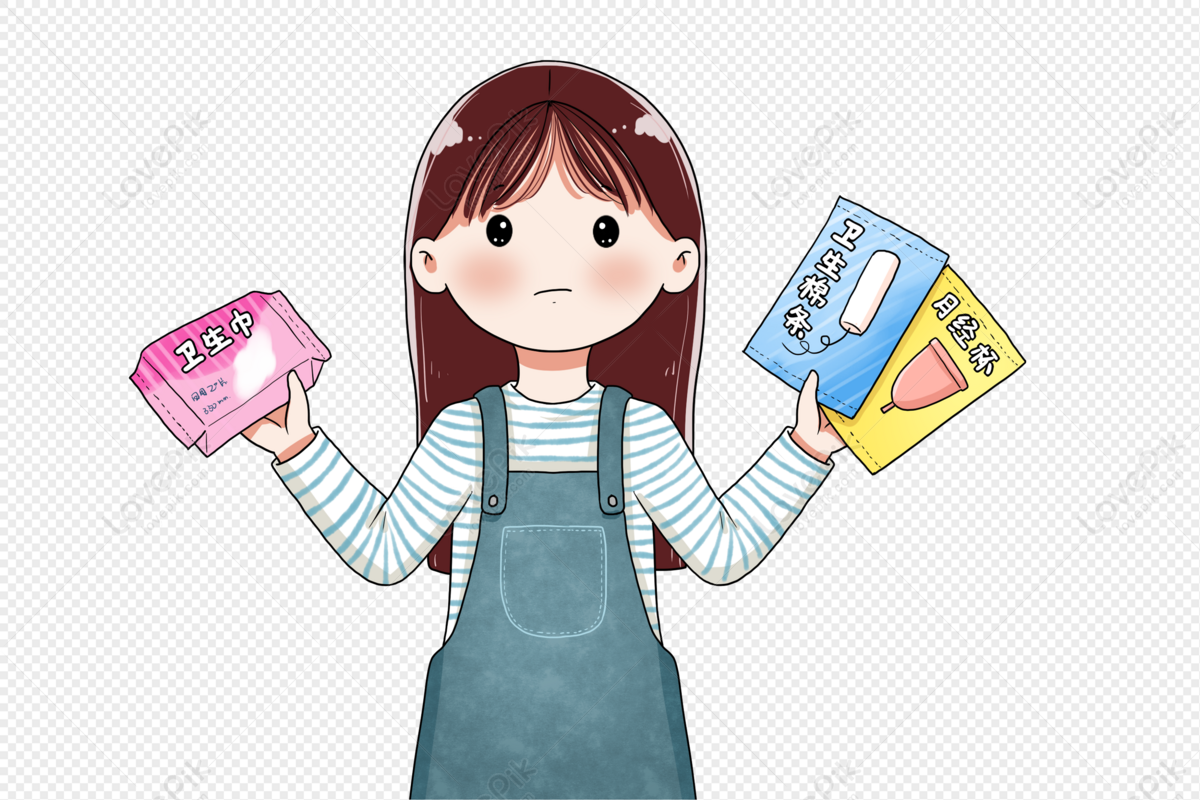 Girl With Menstrual Hygiene Products PNG Free Download And Clipart Image  For Free Download - Lovepik | 401776523