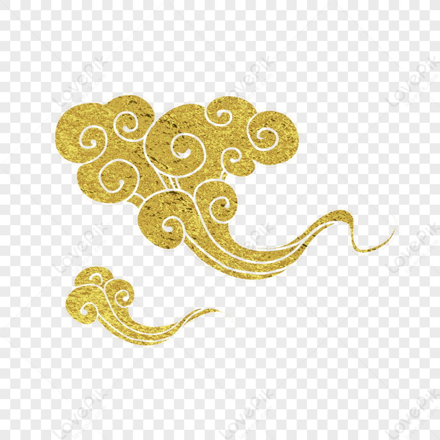 Golden Flow Cloud Paper Cut PNG Picture And Clipart Image For Free ...