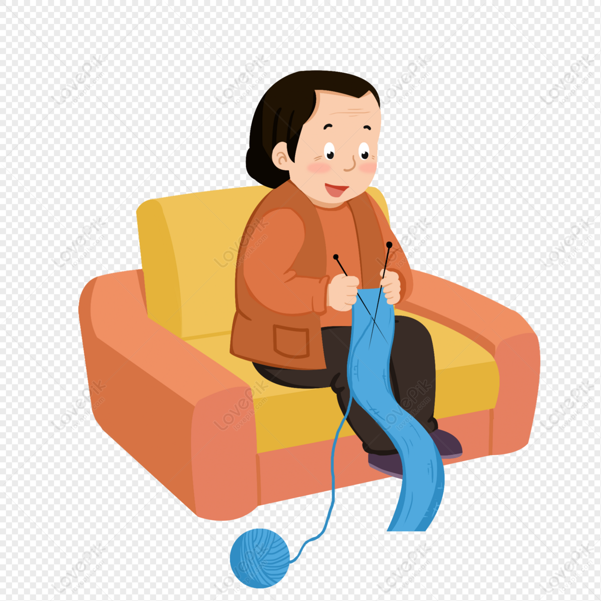 Grandma Knitting Sweater Cartoon Element At Home PNG Hd Transparent Image  And Clipart Image For Free Download - Lovepik | 401871874