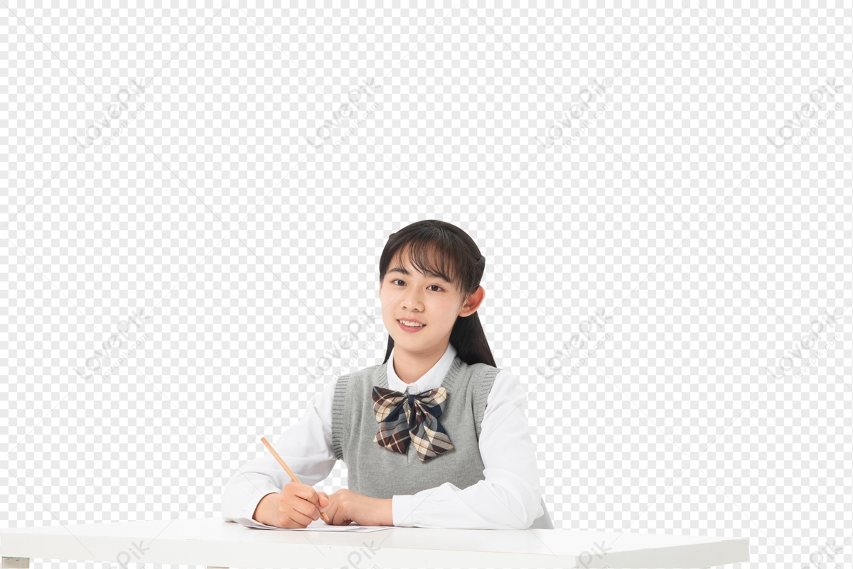 Junior high school girls doing homework in class, material, and homework, free deduction png transparent background