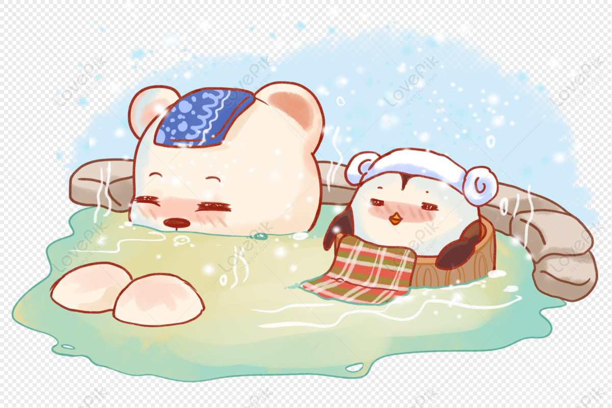 Polar Bear And Penguin Bathing In Hot Spring PNG Image And Clipart Image  For Free Download - Lovepik | 401871278