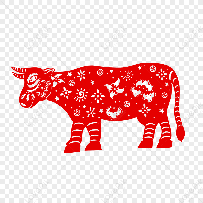 Год красной коровы. Logo Red Cow PSD.